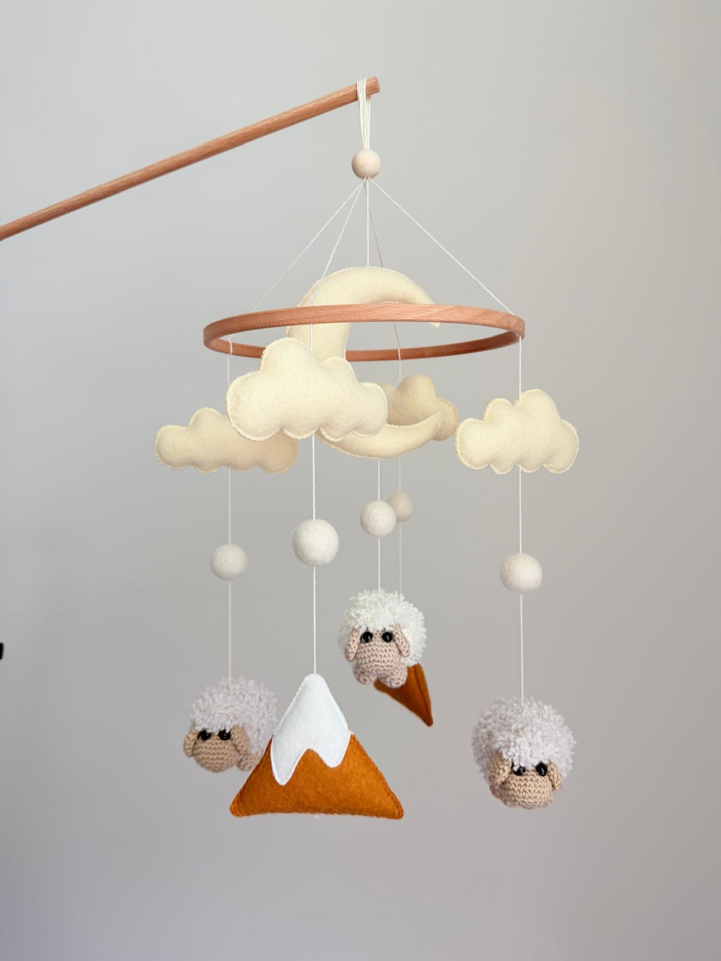 Sheep Baby Crib Mobile Mustard Yellow Mountain