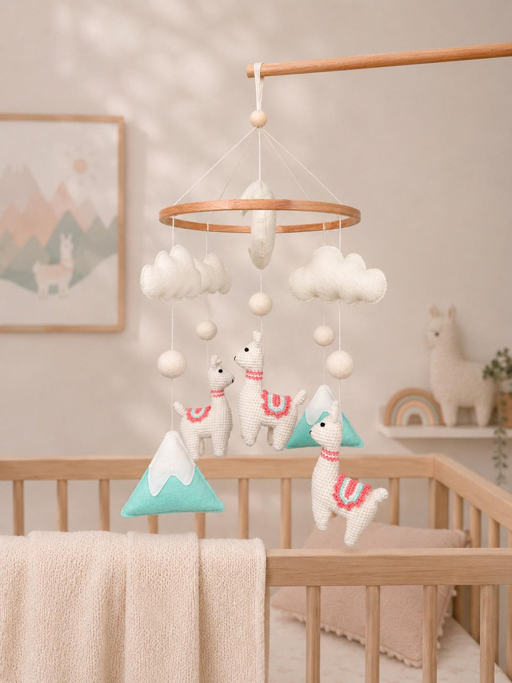 Llama Baby Crib Mobile