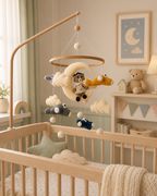 Airplane Aviator Bear Baby Crib Mobile