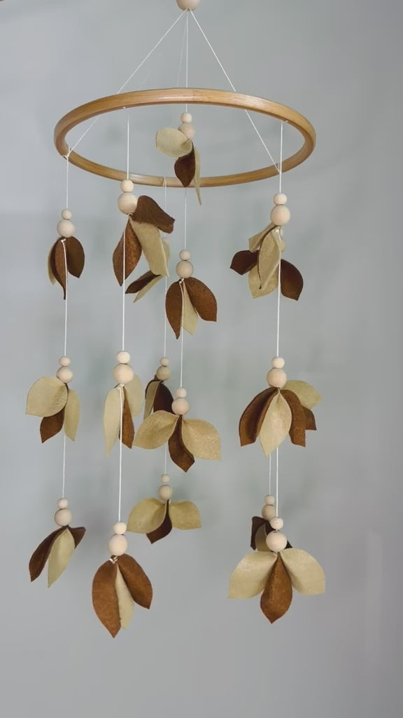 Leaf Baby Crib Mobile Brown Felt