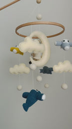 Airplane Aviator Bear Baby Crib Mobile